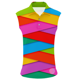 Colorful Cross-Fade | Womens Sleeveless S Golf Shirts