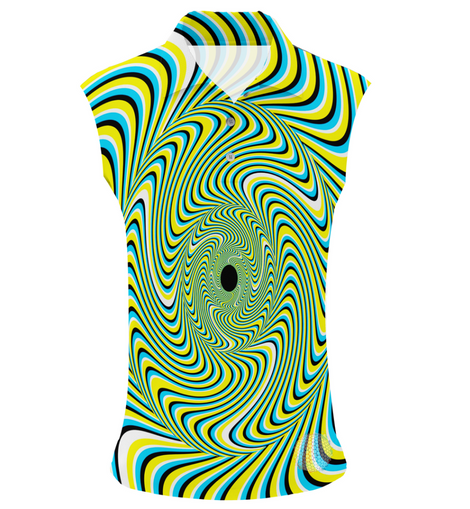 Yellow Illusion | Womens Sleeveless S Golf Shirts